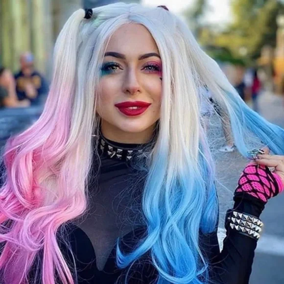 22” Blonde Pink Blue BODY WAVY  Lace Front Wig NEW Amazon.com : Long Pink Blue Wigs for Women Curly Wavy Blonde  main image 4